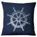 Navigation Navy Blue Nautical Shell Starfish Linen Pillow Marine Cushion Cover    192569963445