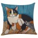 18&apos;&apos; Cute Cat Pattern Sofa Decor Pillow Case Cotton Linen Cushion Cover   273348694273