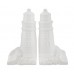Zeckos Set of 2 Glossy White Ceramic Lighthouse Bookends 741738128092  362406210267