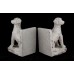 2 Piece Sitting Lab Dog Off-White Distressed Crackle Finish Ceramic Bookend Set 692758903551  401568216888