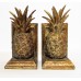 Creative Co-Op 8" Heavy Resin Pineapple Bookend Set Antique Gold Finish Art Deco   222680322889