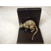 Maitland Smith Pr Amber and Dark Bronze Cast Brass Cat and Mouse Bookends   252750692492