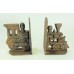 Cast Iron Train Bookends Old Timey Brown Primitive Heavy Locomotive Engine book 717029368171  371853339735
