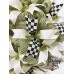 Whimsical MACKENZIE-CHILDS Courtly Check RIBBON Deco Mesh Burlap Wreath    172602781313
