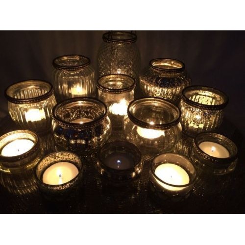 Antique Style Glass & Metal Vintage Tea Light Candle Holder Wedding Decoration