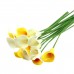 24pcs Artificial Calla Lily Bridal Wedding Bouquet Real Touch PU Flowers- Beige   142906083449