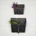 Set of Two Distressed Black Wall Pockets   382426985021