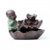 Ceramic Monk Smoke Backflow Cone Censer Holders Incense Burners Home Decor   263280675516