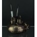 Bronze Finish Steampunk Style Human Skull Chimney Desktop Pen Holder   192567990186