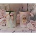 ~ A set of 2 Vintage Shabby Chic Painted Decor Decoupage Tin Cans, Lace Trim ~   283077908195