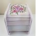 Wood Trinket Jewelry Box Vintage Cottage Style Pink Roses    263829122026