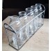 NWOT Rustic Farmhouse Chicken Wire Basket w/ 5 Small Clear Milk Jars   183353817135